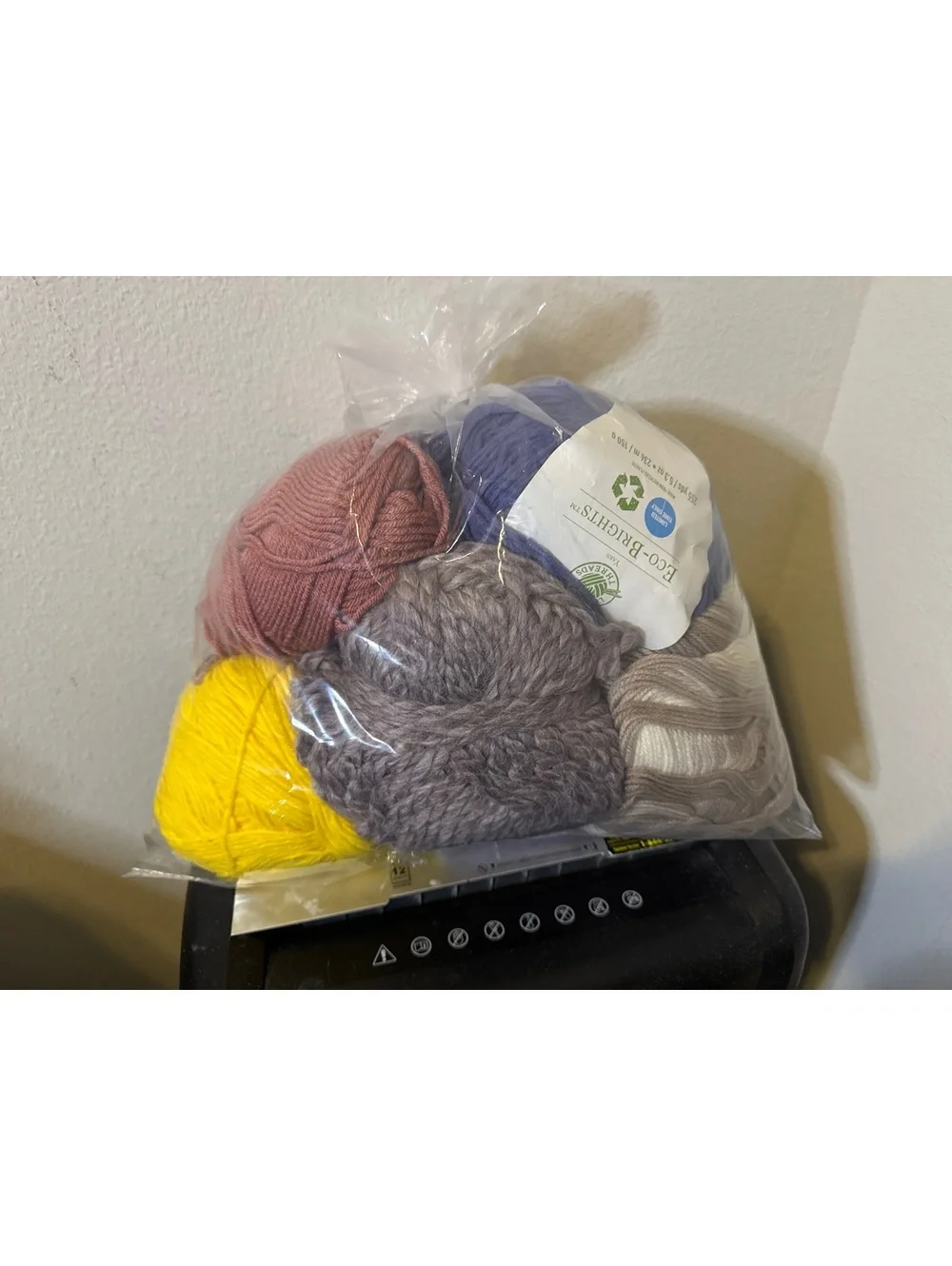 Mixed Yarn Lot in Sealed Clear Bag Loops & Threads Eco-Brights Assorted Colors